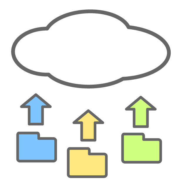 Sync files / Folder data on the cloud-Illustration / Free material / Icon / Clip art / Picture / Simple