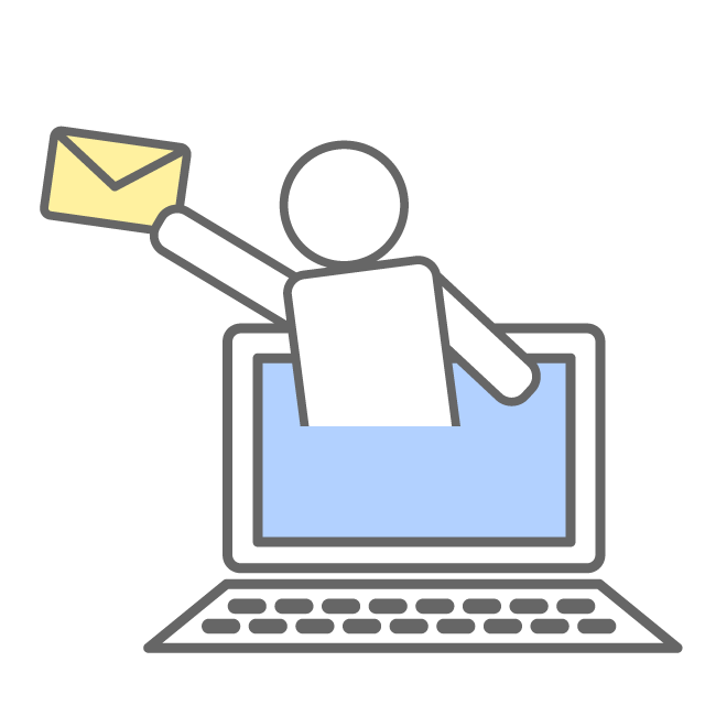 Image of receiving emails on a computer-Illustration / Free material / Icon / Clip art / Picture / Simple