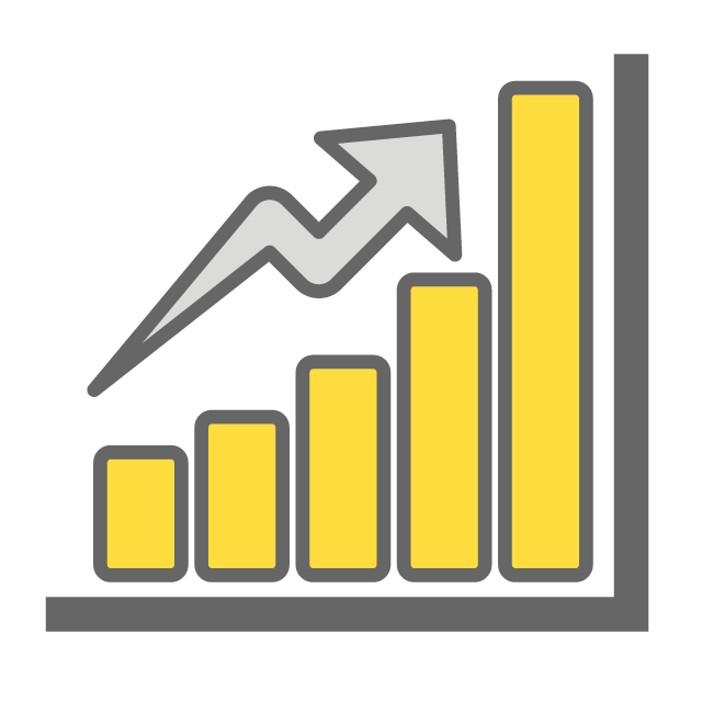 Image of bar graph rising to the right-Illustration / Free material / Icon / Clip art / Picture / Simple