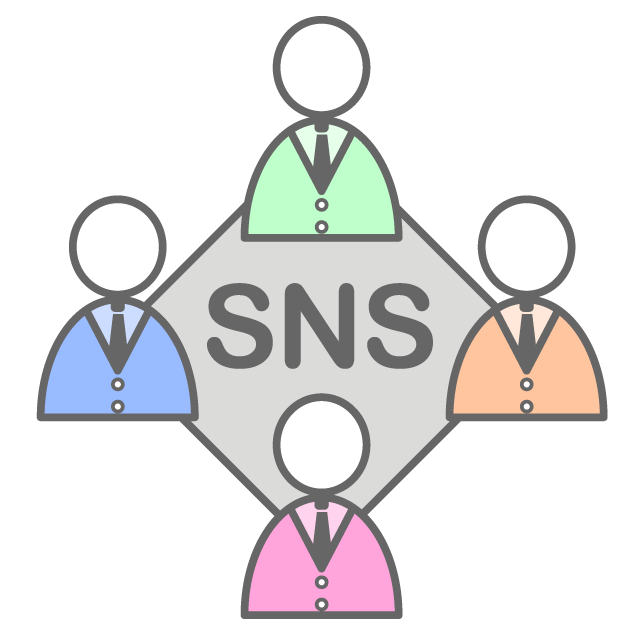 Image of people using SNS-Illustration / Free material / Icon / Clip art / Picture / Simple