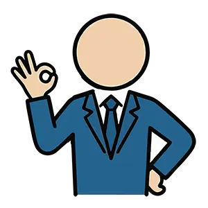 片手で丸を作ってOKサインを出し、承認や許可を示している男性のイラスト